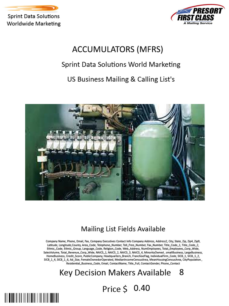 ACCUMULATORS (MFRS)