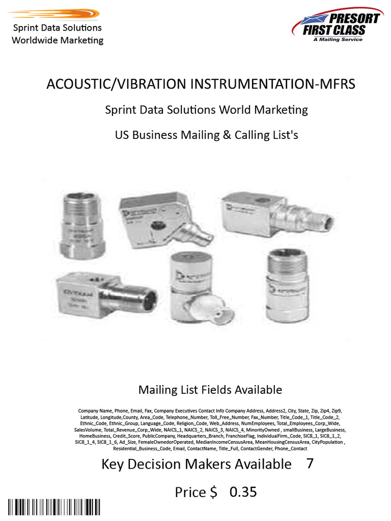 ACOUSTIC/VIBRATION INSTRUMENTATION-MFRS