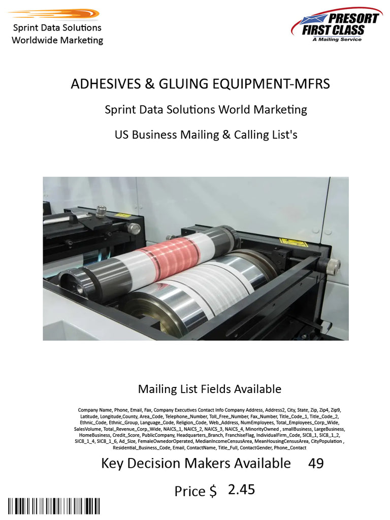 ADHESIVES & GLUING EQUIPMENT-MFRS