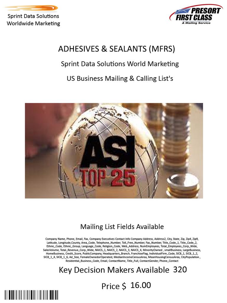 ADHESIVES & SEALANTS (MFRS)