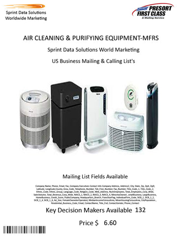 AIR CLEANING & PURIFYING EQUIPMENT-MFRS