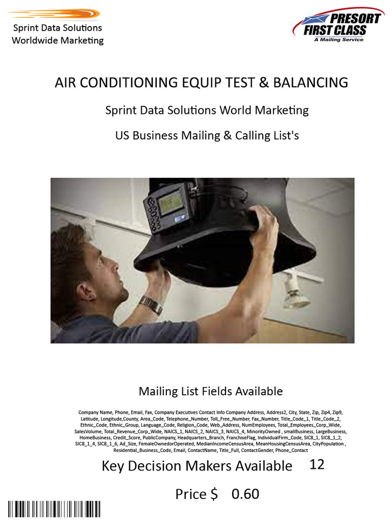 AIR CONDITIONING EQUIP TEST & BALANCING