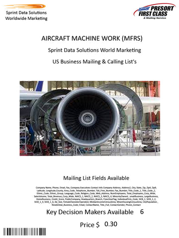 AIRCRAFT MACHINE WORK (MFRS)