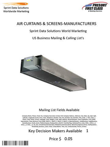 AIR CURTAINS & SCREENS-MANUFACTURERS