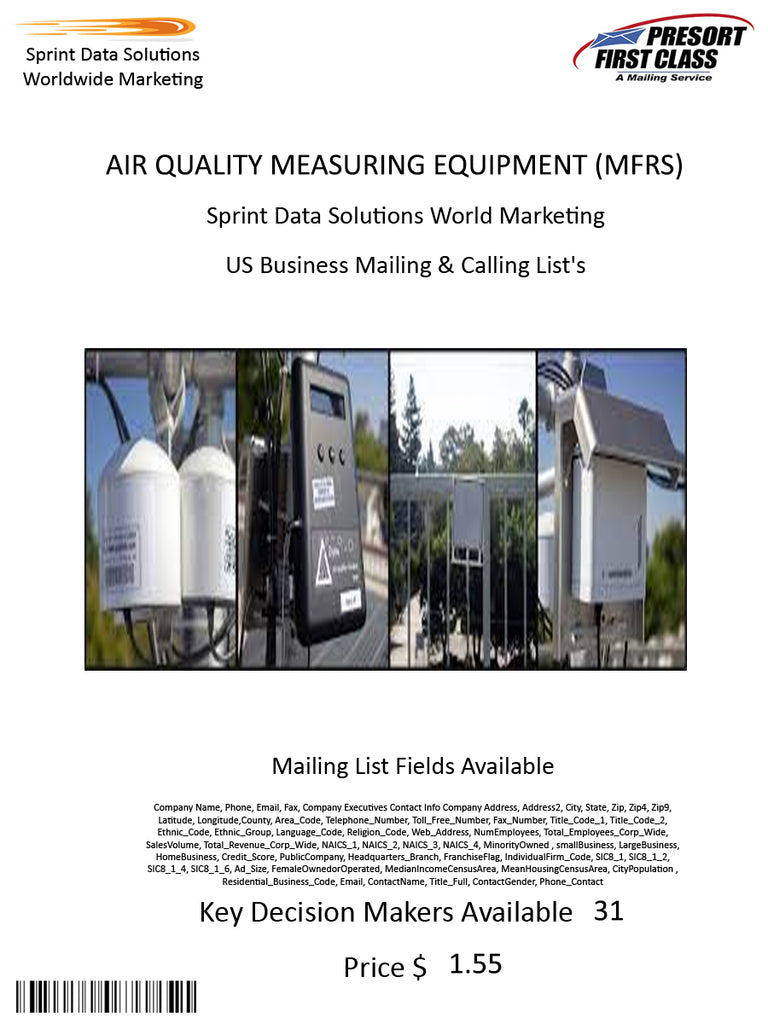 AIR QUALITY MEASURING EQUIPMENT (MFRS)