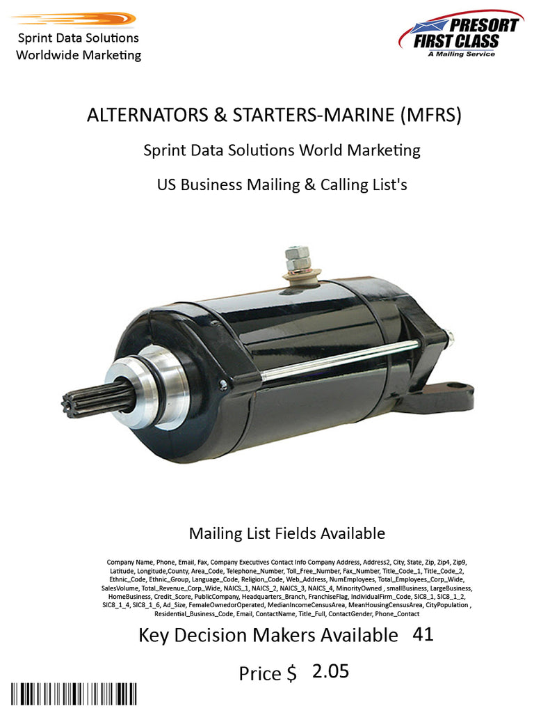 ALTERNATORS & STARTERS-MARINE (MFRS)