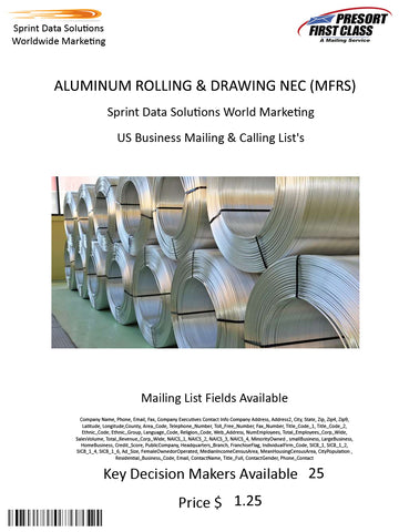 ALUMINUM ROLLING & DRAWING NEC (MFRS)