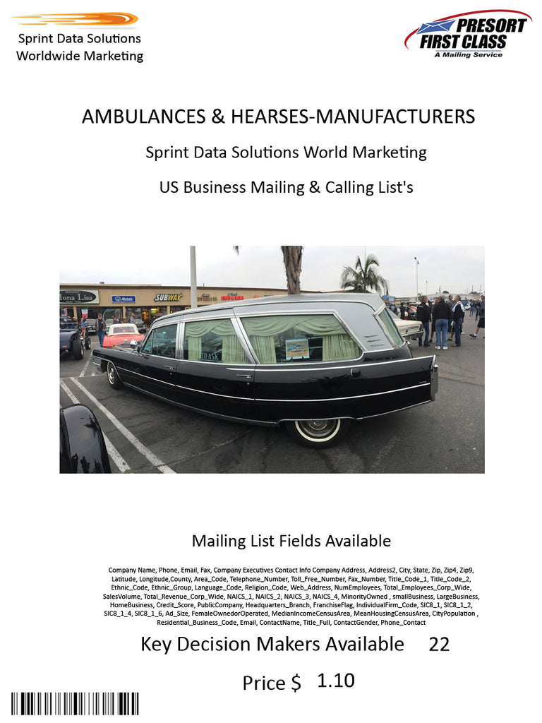 AMBULANCES & HEARSES-MANUFACTURERS