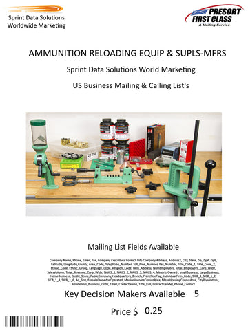 AMMUNITION RELOADING EQUIP & SUPLS-MFRS