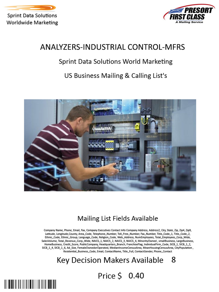 ANALYZERS-INDUSTRIAL CONTROL-MFRS