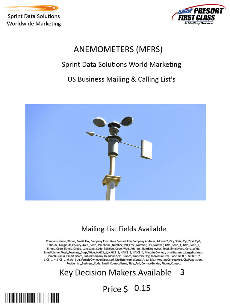 ANEMOMETERS (MFRS)