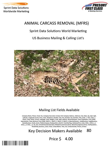 ANIMAL CARCASS REMOVAL (MFRS)