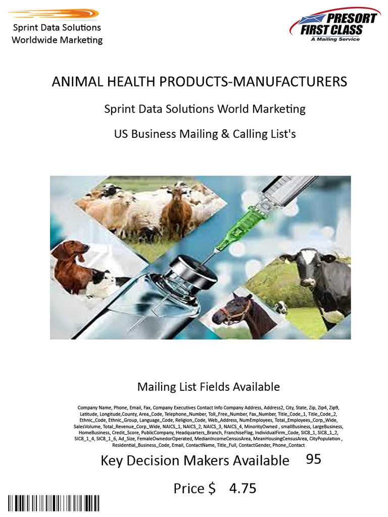 ANIMAL HEALTH PRODUCTS-MANUFACTURERS