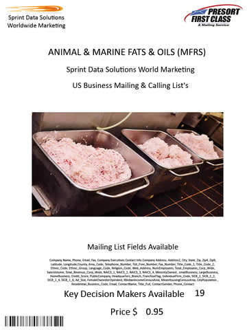 ANIMAL & MARINE FATS & OILS (MFRS)