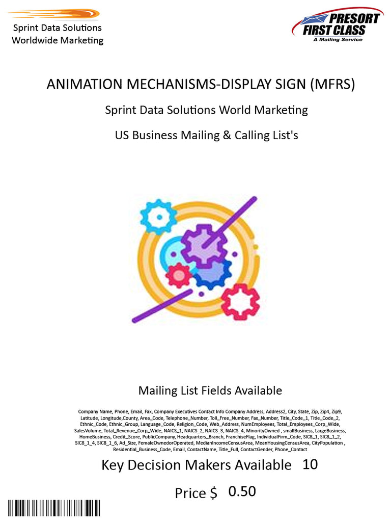 ANIMATION MECHANISMS-DISPLAY SIGN (MFRS)