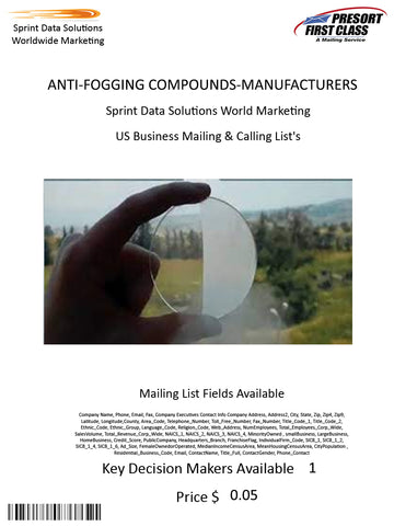 ANTI-FOGGING COMPOUNDS-MANUFACTURERS