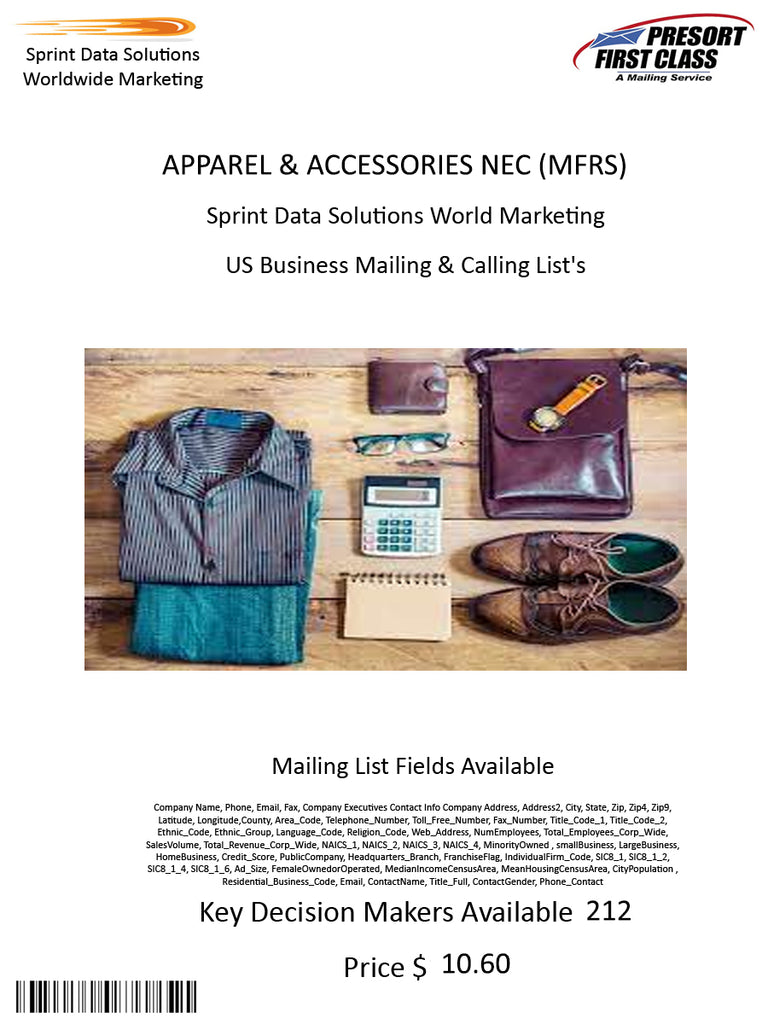 APPAREL & ACCESSORIES NEC (MFRS)