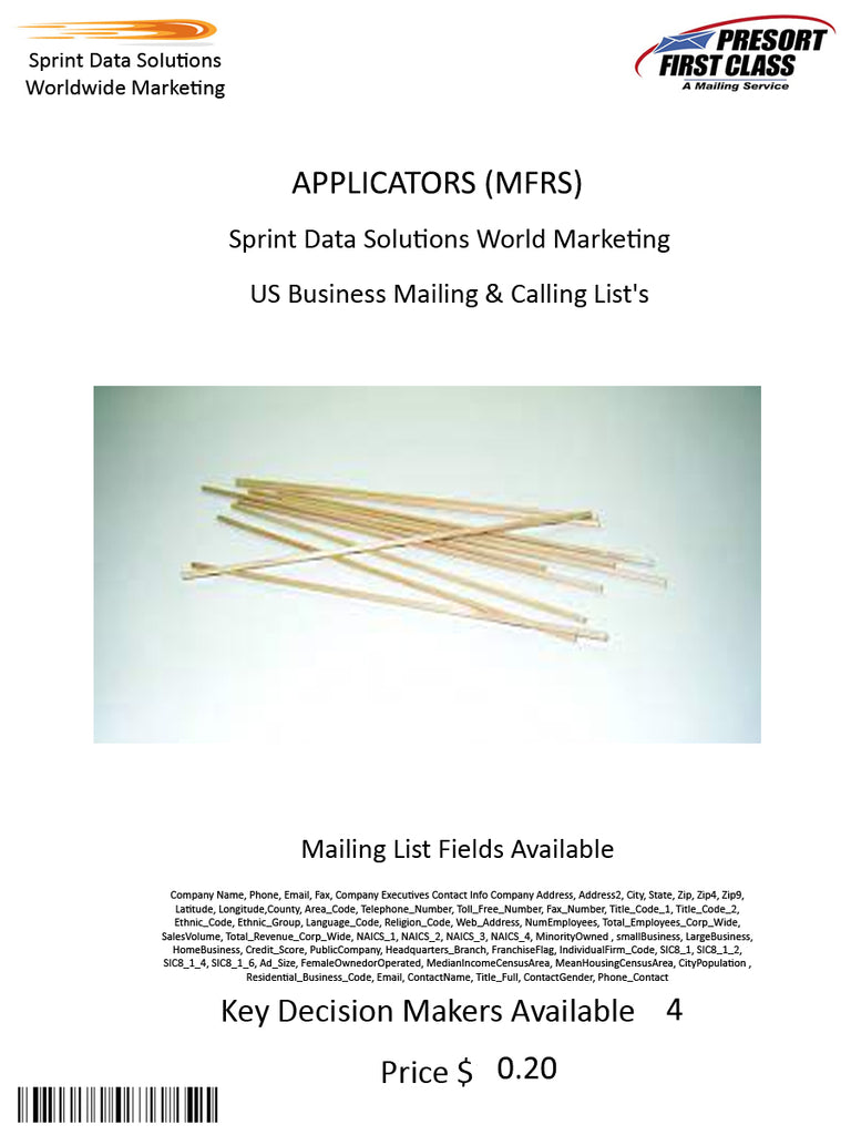 APPLICATORS (MFRS)