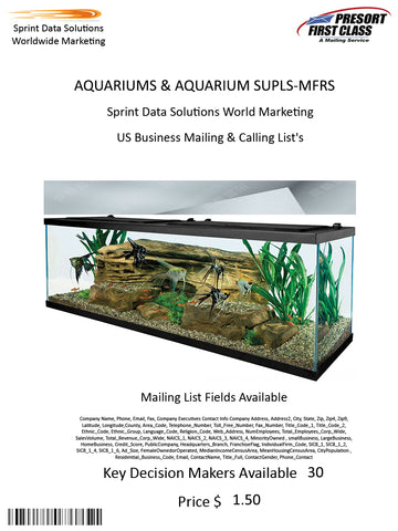 AQUARIUMS & AQUARIUM SUPLS-MFRS