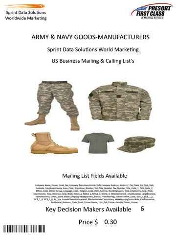 ARMY & NAVY GOODS-MANUFACTURERS