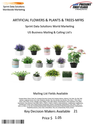 ARTIFICIAL FLOWERS & PLANTS & TREES-MFRS