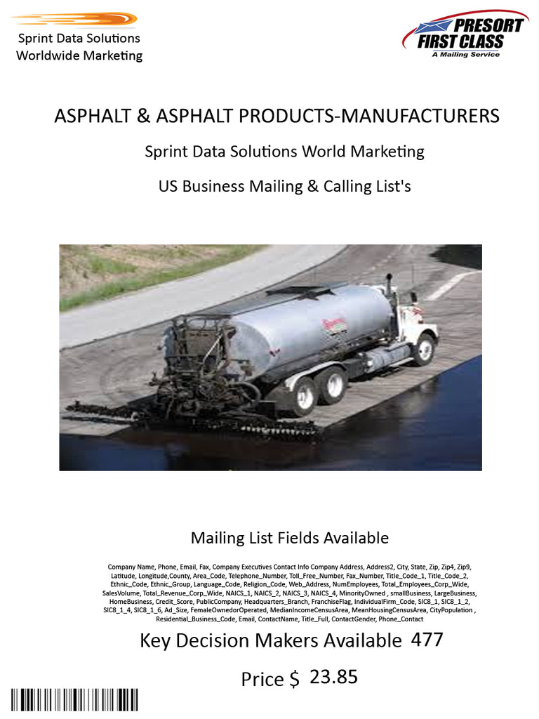 ASPHALT & ASPHALT PRODUCTS-MANUFACTURERS