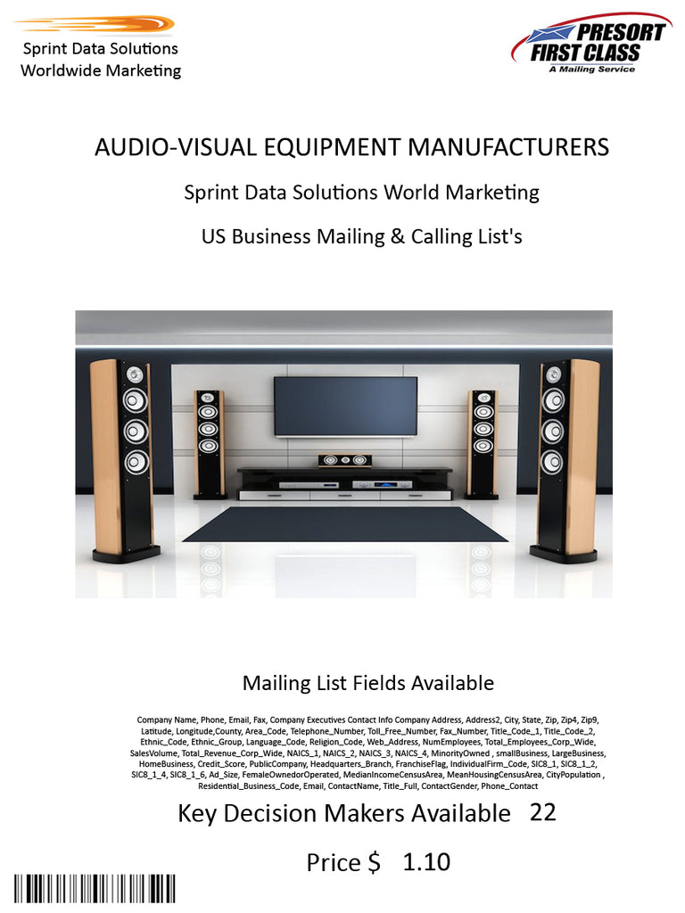 AUDIO-VISUAL EQUIPMENT MANUFACTURERS