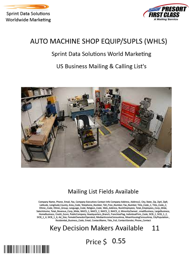 AUTO MACHINE SHOP EQUIP/SUPLS (WHLS)