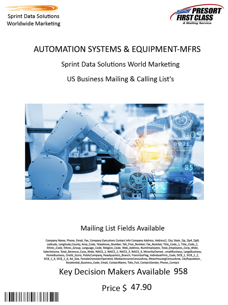 AUTOMATION SYSTEMS & EQUIPMENT-MFRS