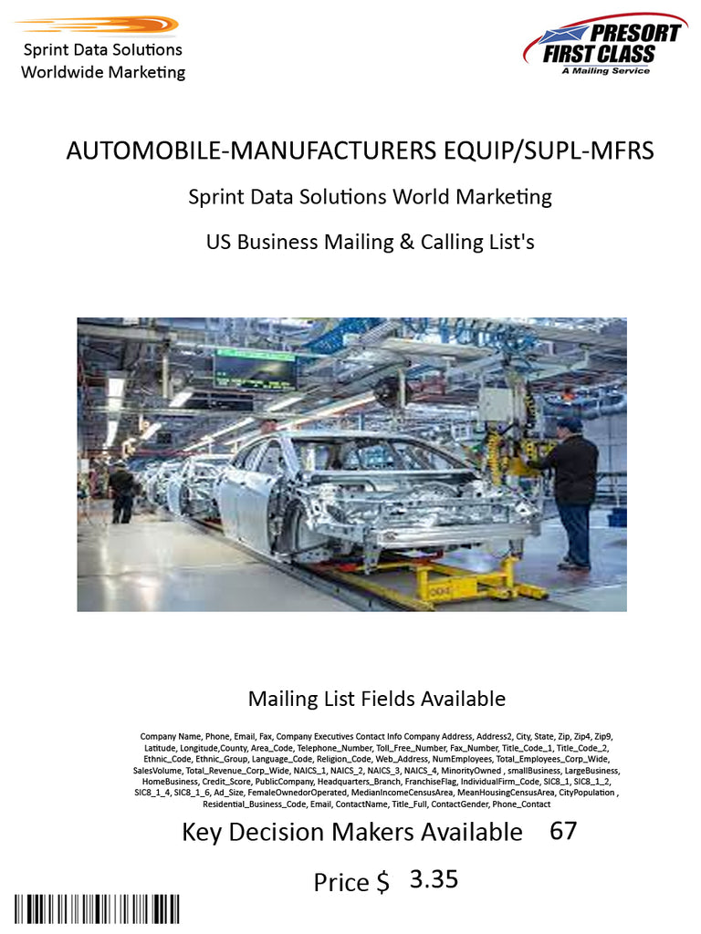 AUTOMOBILE-MANUFACTURERS EQUIP/SUPL-MFRS