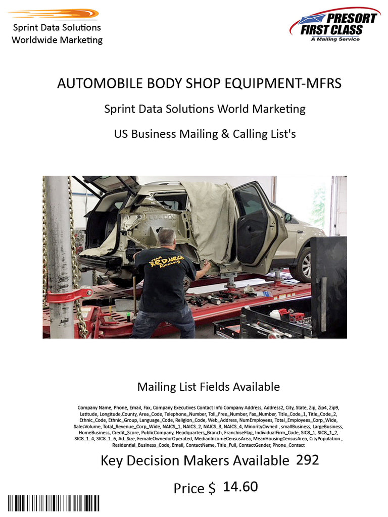 AUTOMOBILE BODY SHOP EQUIPMENT-MFRS