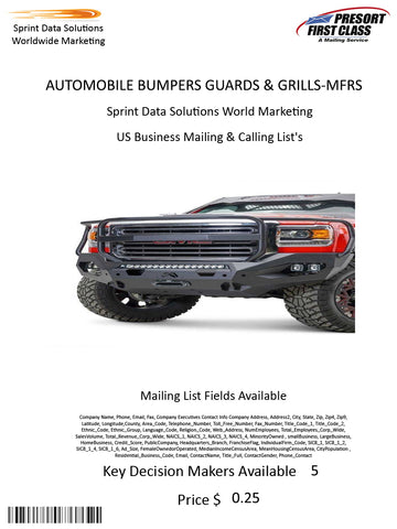 AUTOMOBILE BUMPERS GUARDS & GRILLS-MFRS