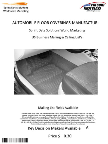 AUTOMOBILE FLOOR COVERINGS-MANUFACTURERS