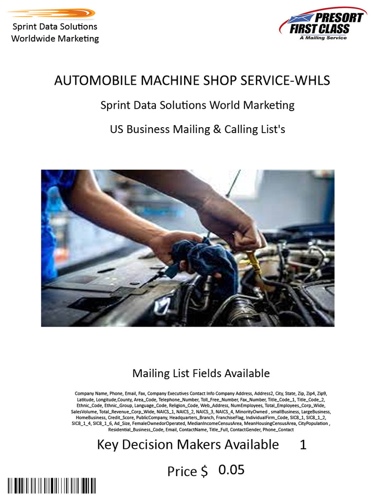 AUTOMOBILE MACHINE SHOP SERVICE-WHLS