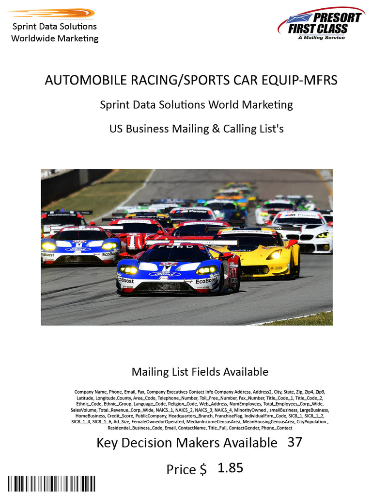 AUTOMOBILE RACING/SPORTS CAR EQUIP-MFRS