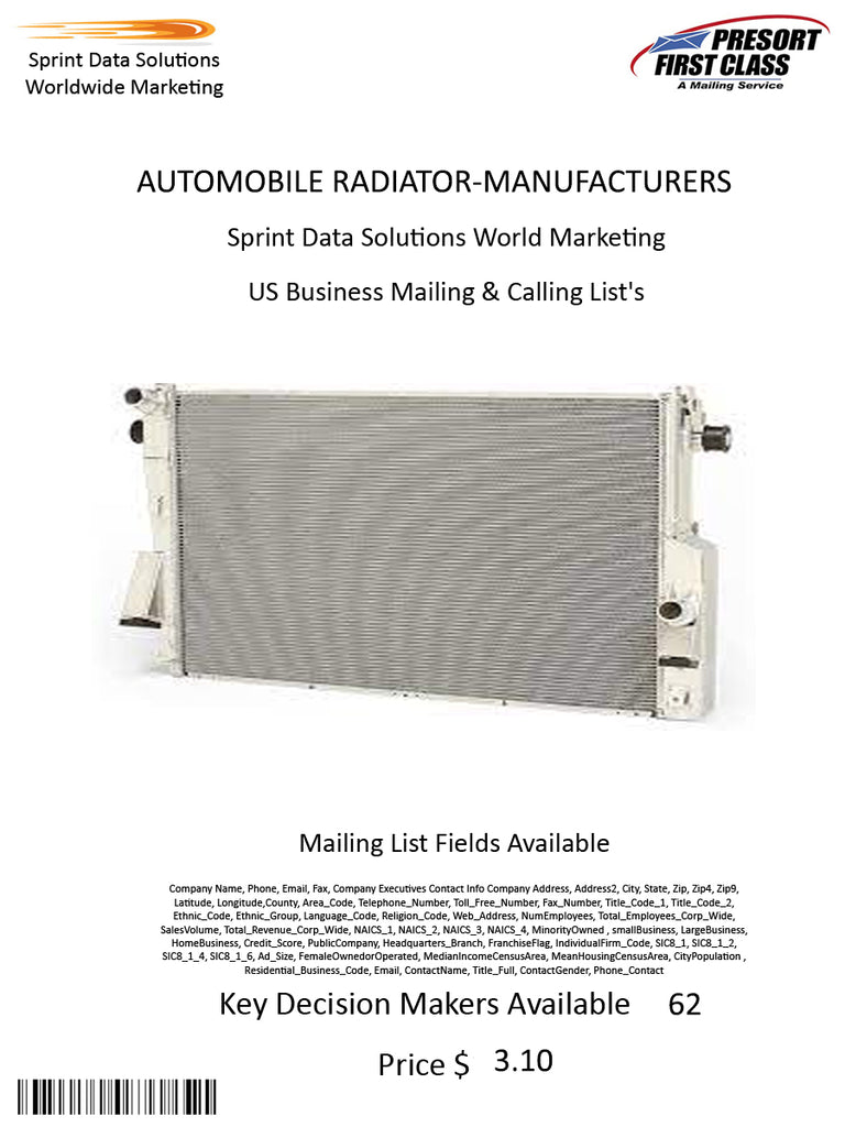 AUTOMOBILE RADIATOR-MANUFACTURERS