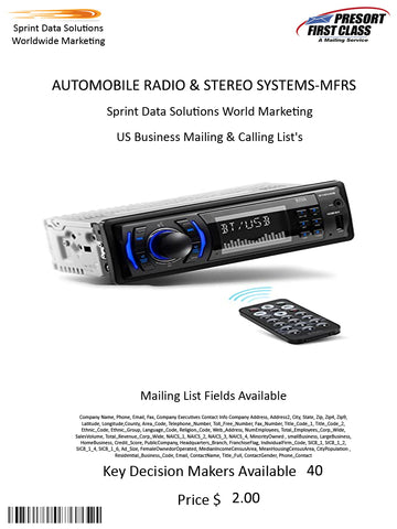 AUTOMOBILE RADIO & STEREO SYSTEMS-MFRS