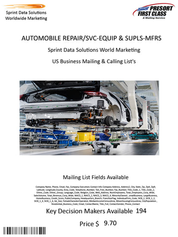 AUTOMOBILE REPAIR/SVC-EQUIP & SUPLS-MFRS