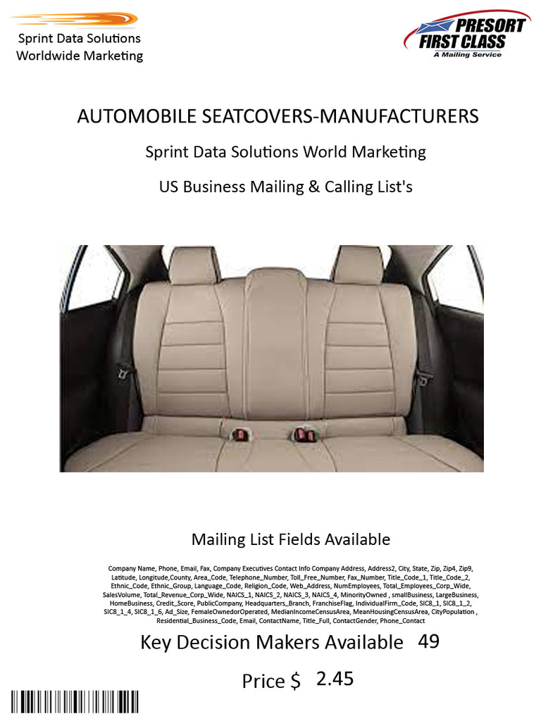 AUTOMOBILE SEATCOVERS-MANUFACTURERS