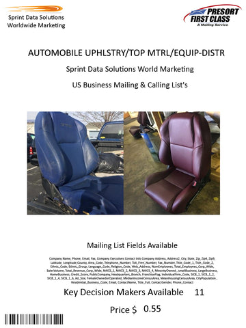 AUTOMOBILE UPHLSTRY/TOP MTRL/EQUIP-DISTR