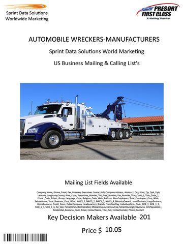 AUTOMOBILE WRECKERS-MANUFACTURERS