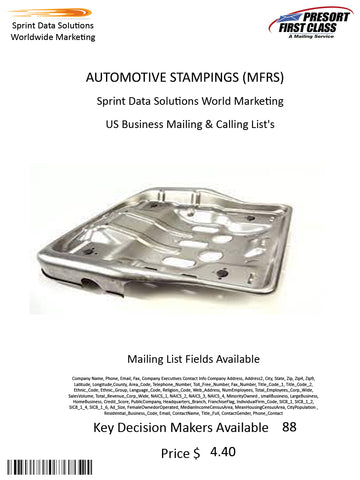 AUTOMOTIVE STAMPINGS (MFRS)