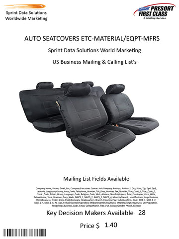 AUTO SEATCOVERS ETC-MATERIAL/EQPT-MFRS