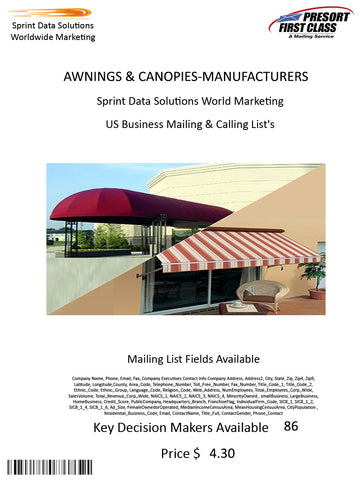 AWNINGS & CANOPIES-MANUFACTURERS