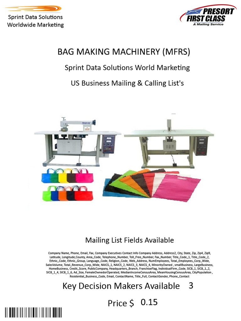 BAG MAKING MACHINERY (MFRS)