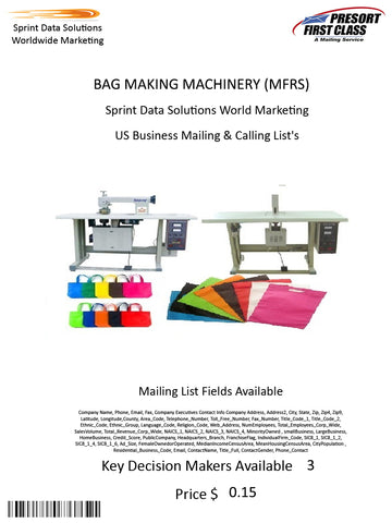 BAG MAKING MACHINERY (MFRS)