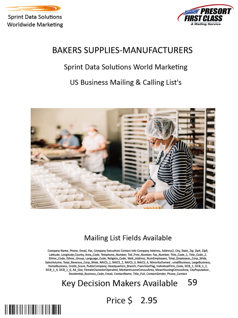 BAKERS SUPPLIES-MANUFACTURERS