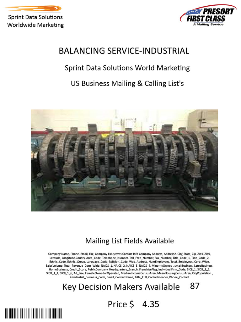 BALANCING SERVICE-INDUSTRIAL