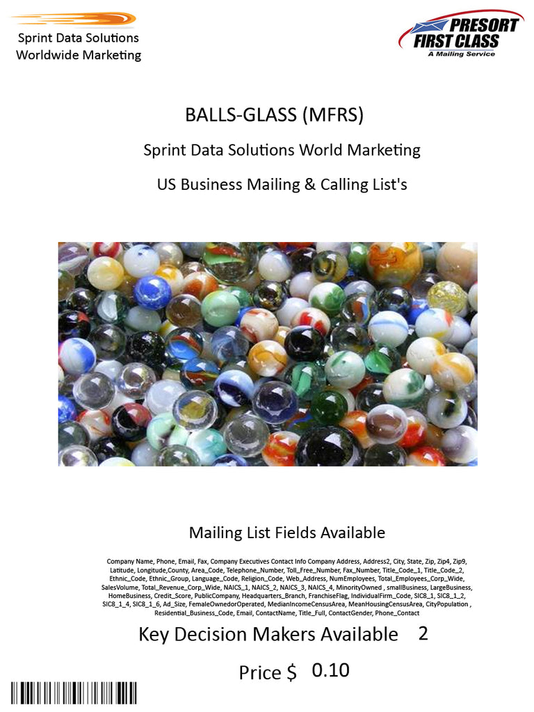 BALLS-GLASS (MFRS)