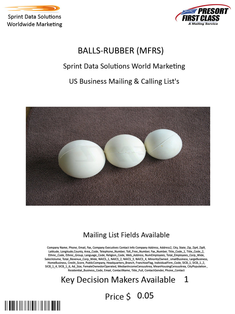 BALLS-RUBBER (MFRS)